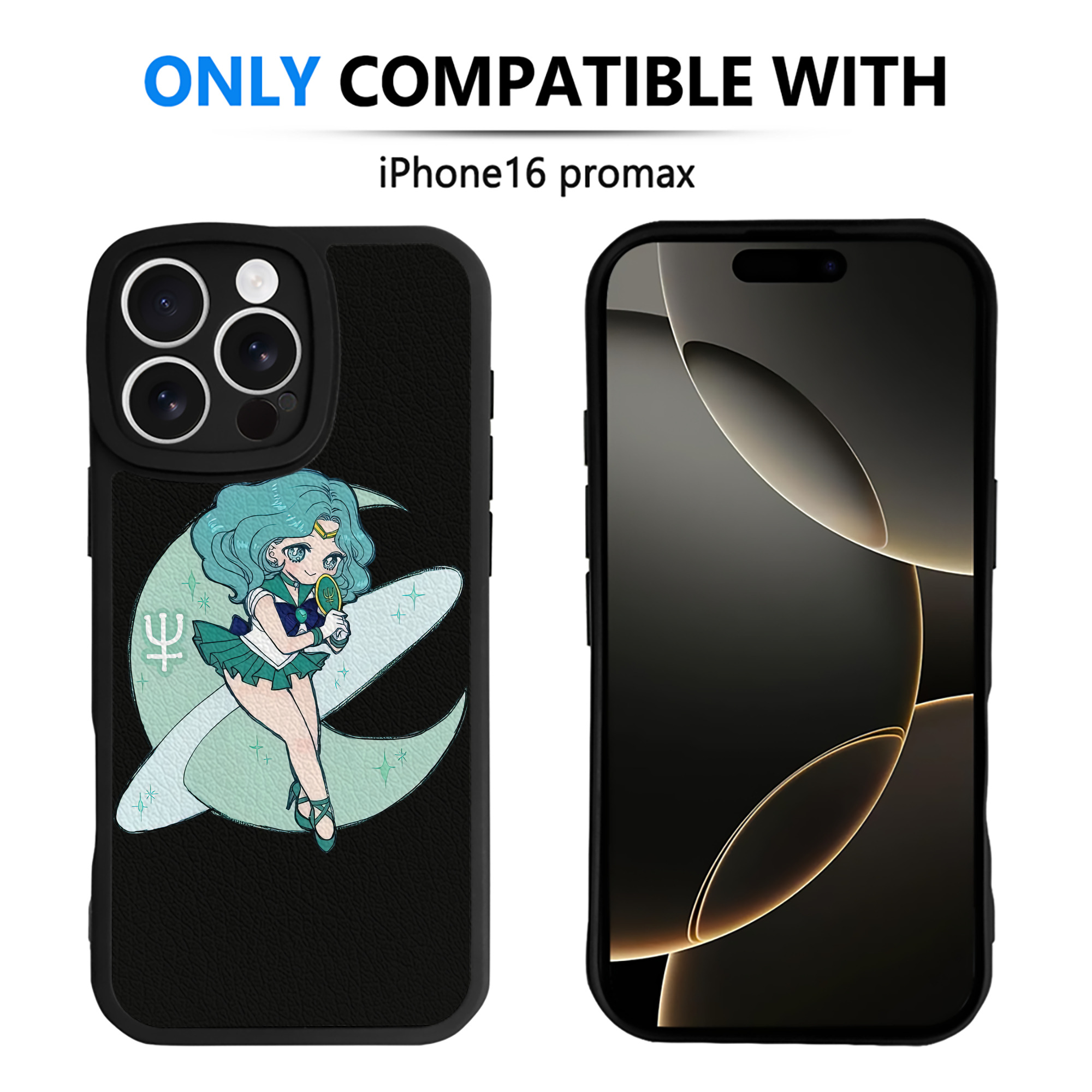 （画像用） 美少女戦士セーラームーン 海王 みちる（かいおう みちる） Sailor Moon Kaiou Michiru 【iPhone 16シリーズ対応】シリコンスマホケース（レザー調） 材質：シリコン